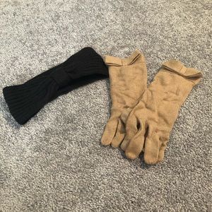 Bow Gloves and headband ear warmer bundle